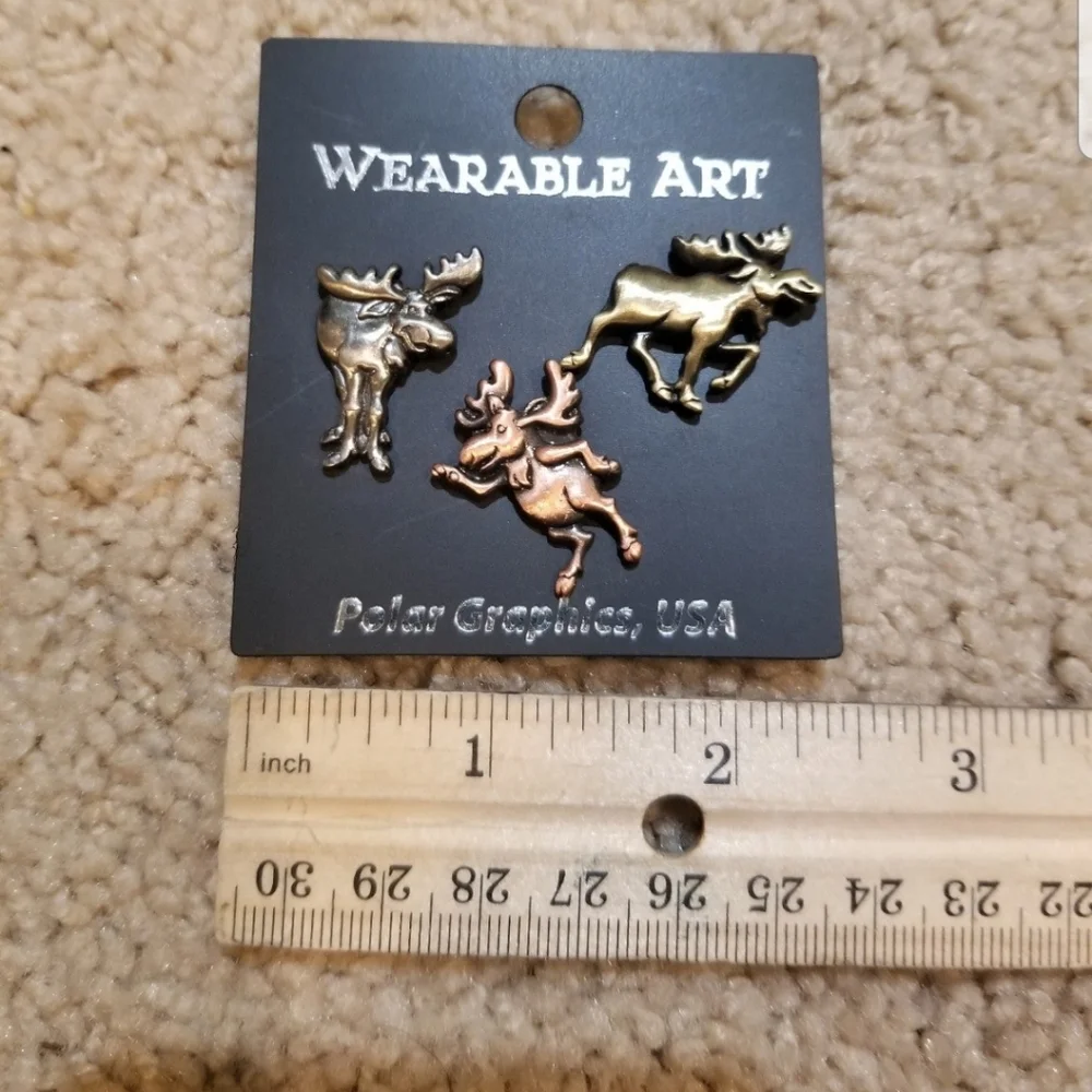 Wearable Art Moose Pin Set